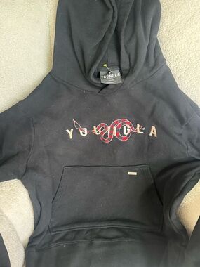 YoungLA Black Crewneck Hoodie with Red Snake Logo